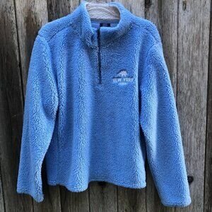 MV Sport New York AMNH Cerulean Blue Teddy Jacket Pullover XL